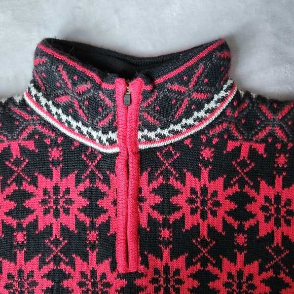 Obermeyer 1/4 Zip Nordic Fair Isle Wool Blend Ski Sweater, Women's Size Medium - Picture 2 of 7